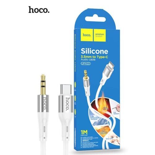 Hoco UPA22 USB-C to AUX 3.5mm Silicone Audio Cable – White