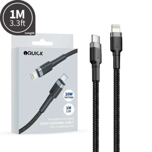 iQuick Braided USB-C to Lightning Fast Charging Cable – 1m