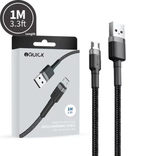 iQuick Braided USB-A to Micro USB Fast Charging Cable – 1m