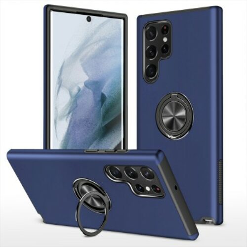 Magnetic Ring Holder Shockproof Cover Case for Samsung S22 Ultra (Blue)