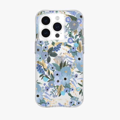 Case-Mate Rifle Paper Case with MagSafe for iPhone 15 Pro (Garden Party Blue)